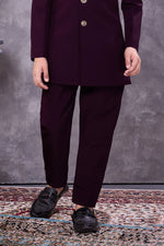 Wine terry rayon indowestern suit for wedding