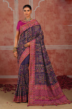 Purple Banaras Silk Saree with Pure Kachhi Work & Diamond & Mirror Heavy Work