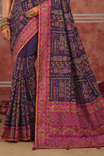 Purple Banaras Silk Saree with Pure Kachhi Work & Diamond & Mirror Heavy Work