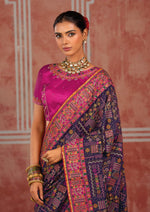 Purple Banaras Silk Saree with Pure Kachhi Work & Diamond & Mirror Heavy Work