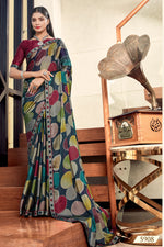 Multicolour Georgette Saree With Border And Blouse Piece