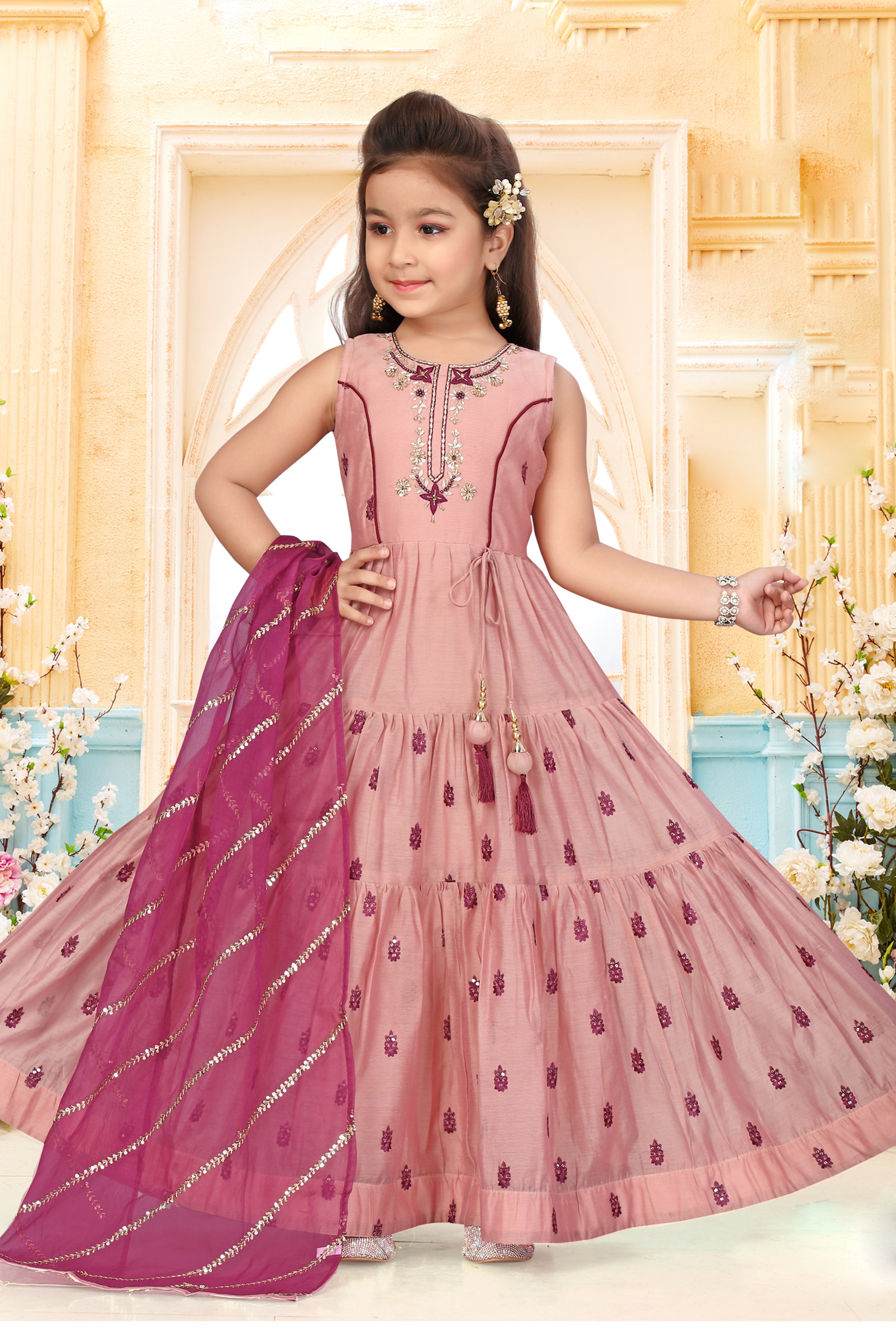 Buy BeneTrade-Classic Elegance: A-Line Georgette Gown Dress Pink at  Amazon.in