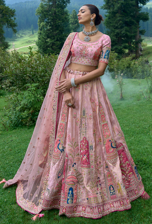 Shop Authentic Pink Engagement Lehenga Online In India