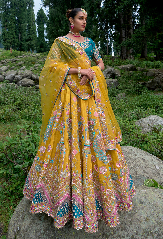 Yellow Color Chiffon Embroidered Lehenga Choli