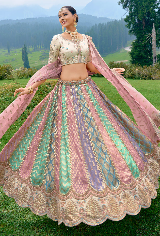 Multicolor Gorgeous Lehenga Choli In Silk