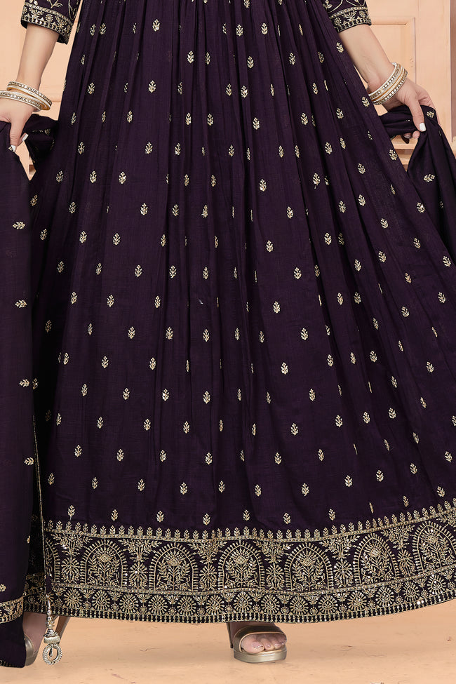 Black Designer Embroidered Georgette Anarkali Suit