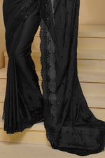 Black Embroidered Border Organza Saree