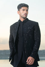 Black Wedding Wear Imported Fabric Jodhpuri Mens Suit