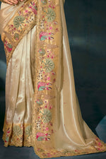 Cream Silk Cut Dana Classic Designer Saree