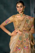 Cream Silk Cut Dana Classic Designer Saree