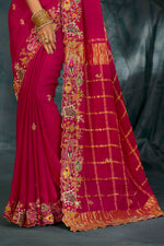 Pink Zari Work Heavy Border Silk Saree