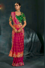Pink Zari Work Heavy Border Silk Saree