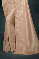 Rose Gold Cut Dana & Mirror Work Designer Saree