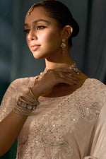 Rose Gold Cut Dana & Mirror Work Designer Saree