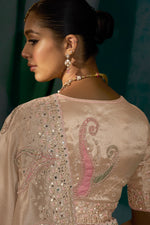 Rose Gold Cut Dana & Mirror Work Designer Saree