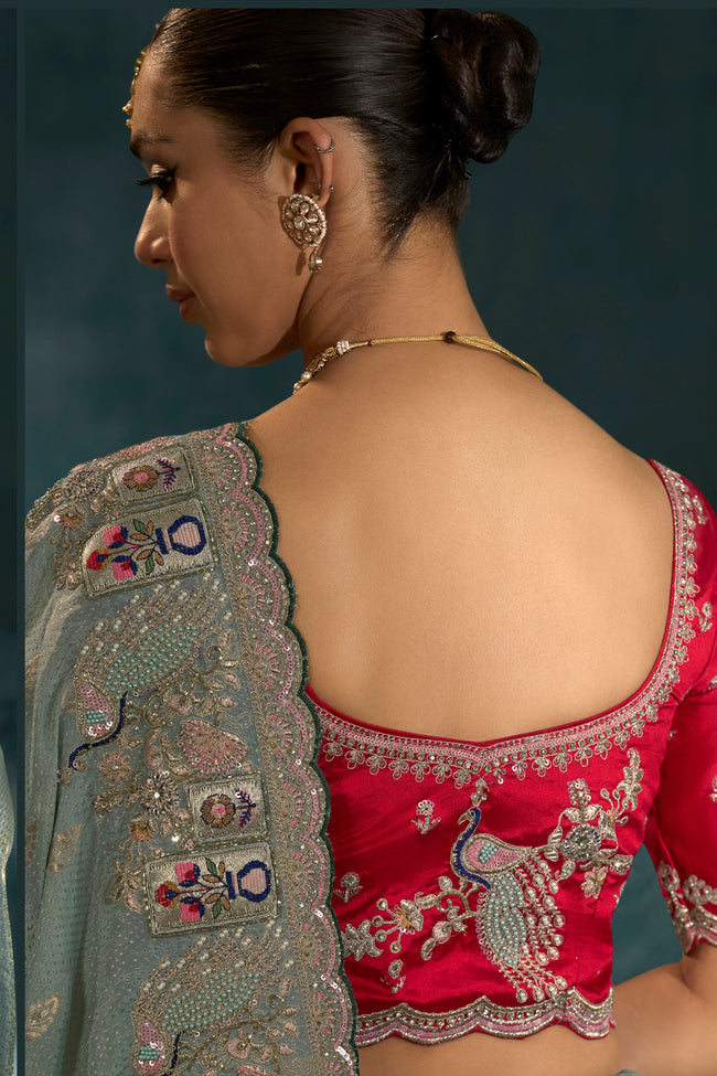 Gray Cut Dana & Mirror Work Designer Saree