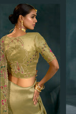 Green Embroidered Heavy Border Silk Saree