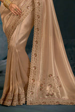 Golden Heavy Work Wedding Wear Ziraf Silk Designer Saree