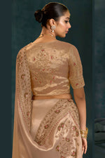 Golden Heavy Work Wedding Wear Ziraf Silk Designer Saree