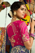 Purple Rani Embroidered Bandhej Designer Saree