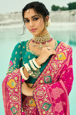 Fuchsia Woven Pure Georgette Jacquard Saree