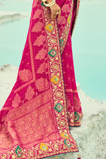 Fuchsia Woven Pure Georgette Jacquard Saree