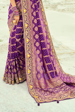 Purple Woven Pure Georgette Jacquard Saree