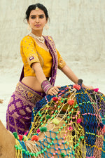 Purple Woven Pure Georgette Jacquard Saree