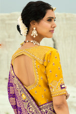 Purple Woven Pure Georgette Jacquard Saree
