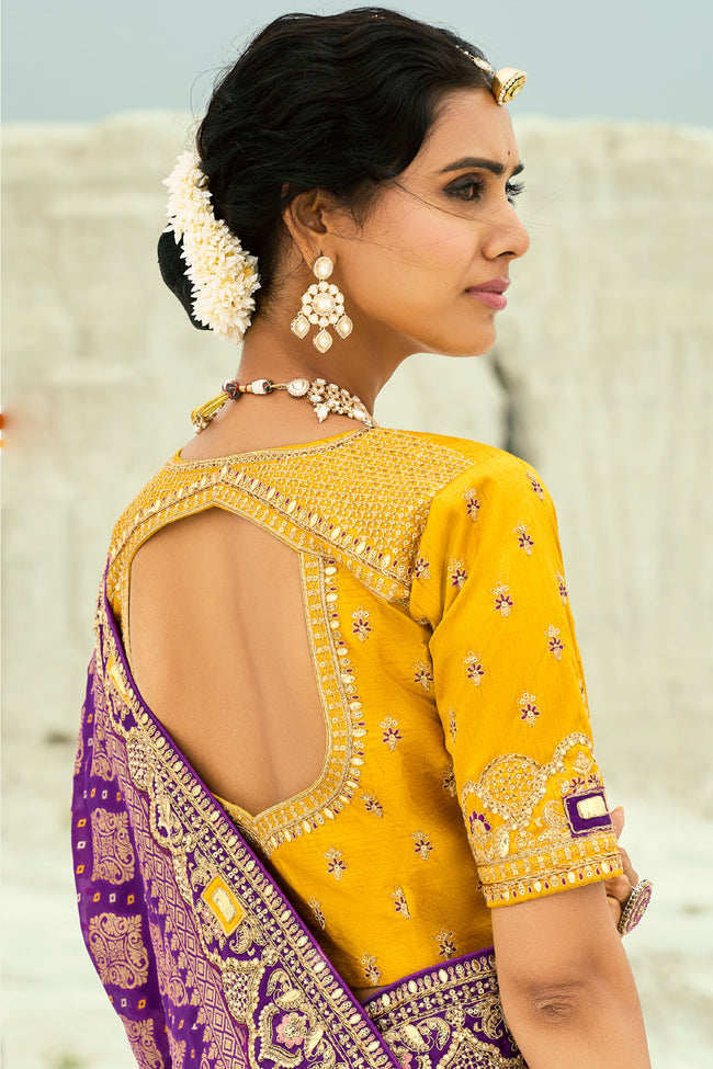 Purple Woven Pure Georgette Jacquard Saree