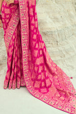Rose Pink with Beads Work for Bridal Silk Trendy Saree