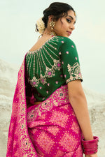 Rose Pink with Beads Work for Bridal Silk Trendy Saree