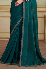 Bottle Green Twilight Georgette Embroidered Saree
