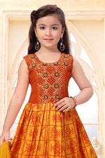 Amber Yellow Wedding Wear Embroidered Gown For Girls
