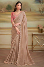 Beige Satin Patteren Embroidered Georgette saree.