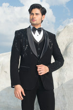 Black Wedding Wear Imported Fabric Suit In Mens