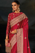 Royal Red Banarasi Embroidered Silk Saree