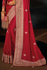 Royal Red Banarasi Embroidered Silk Saree
