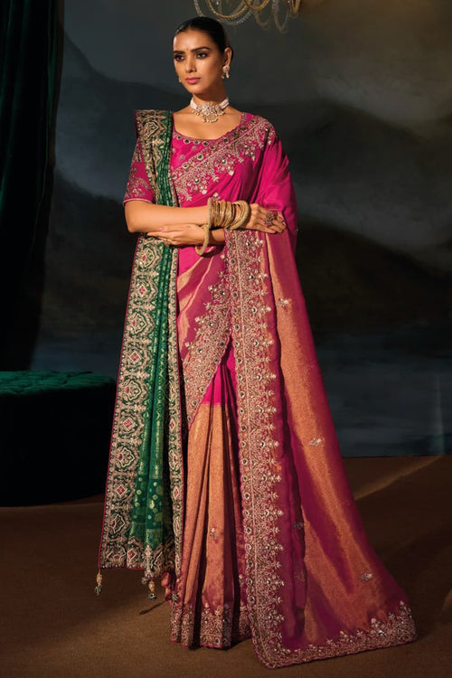 Rani Pink Kanchipuram Silk Wedding Festive Saree