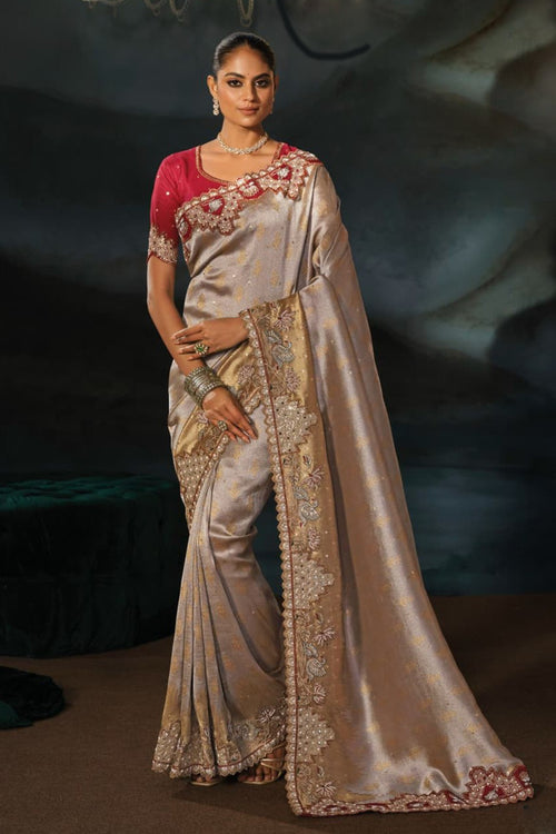 Traditionally Beautiful Chiku Wedding Festive Designer Saree