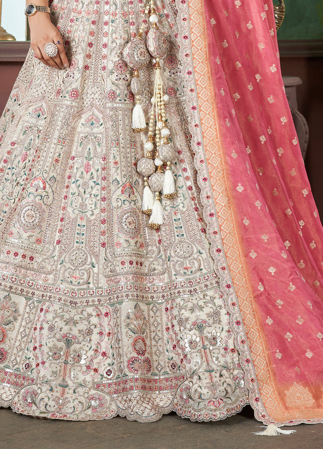 Multicolor Traditional Thread work Wedding Lehenga Choli