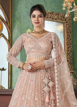 Luxury Gold Bridal Lehenga with Hand Embroidery & Net Dupatta