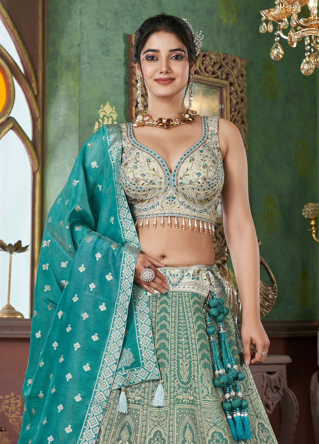 Sea Green Bridal Lehenga Choli