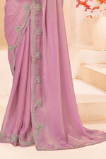 Pastel Pink Designer Saree with Silver Embroidered Blouse