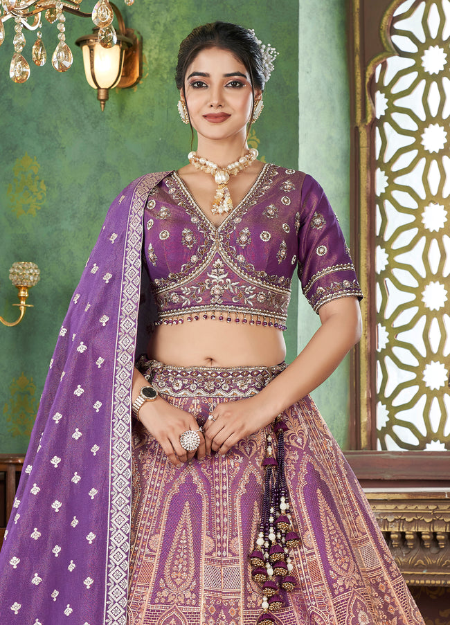 Dark Purple Bridal Lehenga Choli