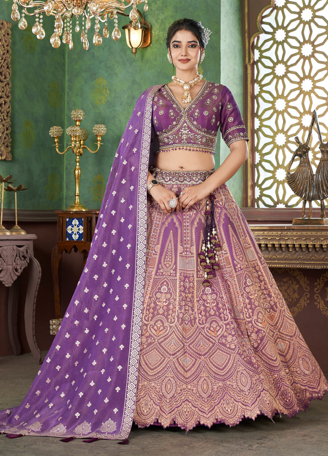 Dark Purple Bridal Lehenga Choli