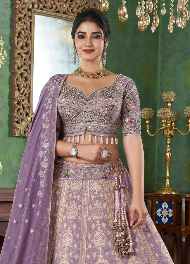 Lavender Bridal Lehenga Choli