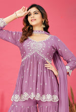 Light Pink Georgette Sequins Embellished Palazzo Suit