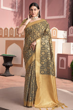 Brown Ikat Silk Elegant Weaving Cotton Saree