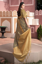 Brown Ikat Silk Elegant Weaving Cotton Saree